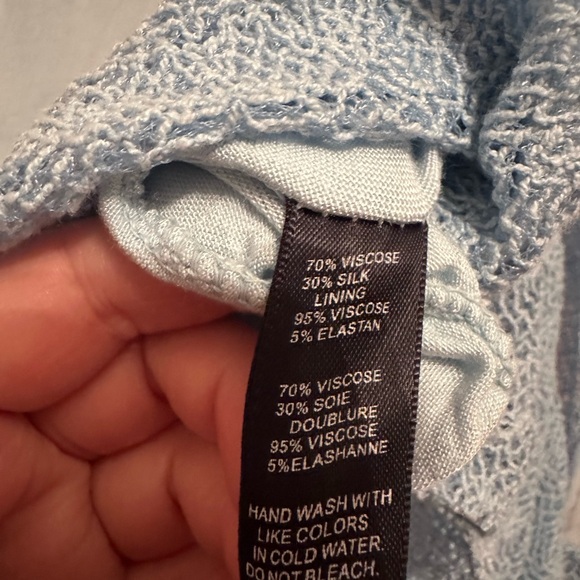 Le marais Paris silk blend tunic top blouse L large sky blue - Picture 14 of 14